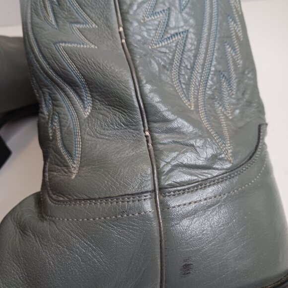 Vintage Justin Men's size 8D Western Style 1226 Grey Leather Cowboy Boot - Picture 4 of 12